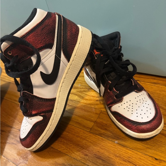 Nike Red and White High-Top Sneakers